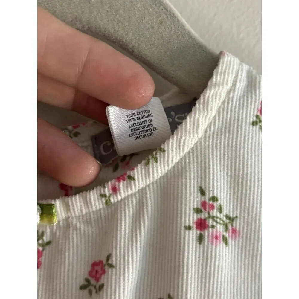 Vintage 90s Girl Carter's 24 Months Pink Roses Garden‎ Soft Corduroy Romper